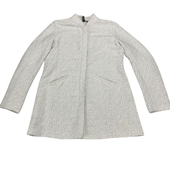 Eileen Fisher System Textural Cotton Tencel Stretch Jacket Gray White Size XS - Picture 1 of 11